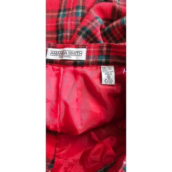 Vintage Amanda Smith Pure Wool Red  Tartan Plaid Casual Shorts - Picture 7 of 8